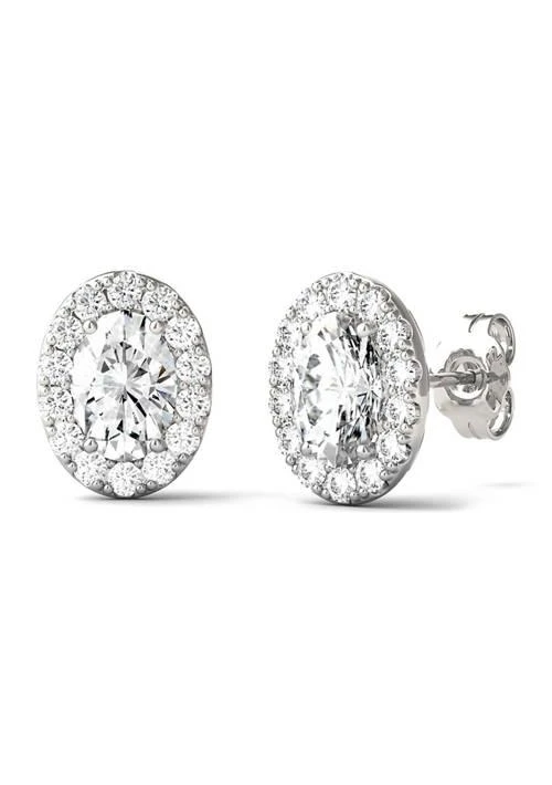 Charles 
Colvard 2.22 ct. t.w. Moissanite Oval Halo Stud Earrings in 14K White Gold 3