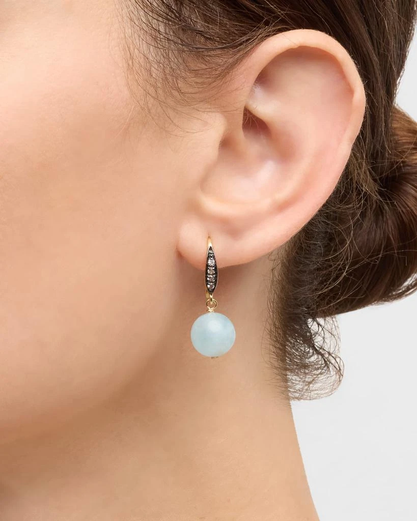 Margo Morrison Smooth Aquamarine Ball Earrings with White Sapphires 2