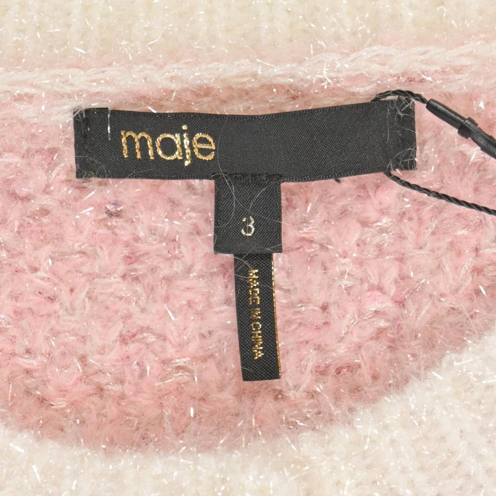 Maje Lurex Knitted Cardigan in Pink Wool 4