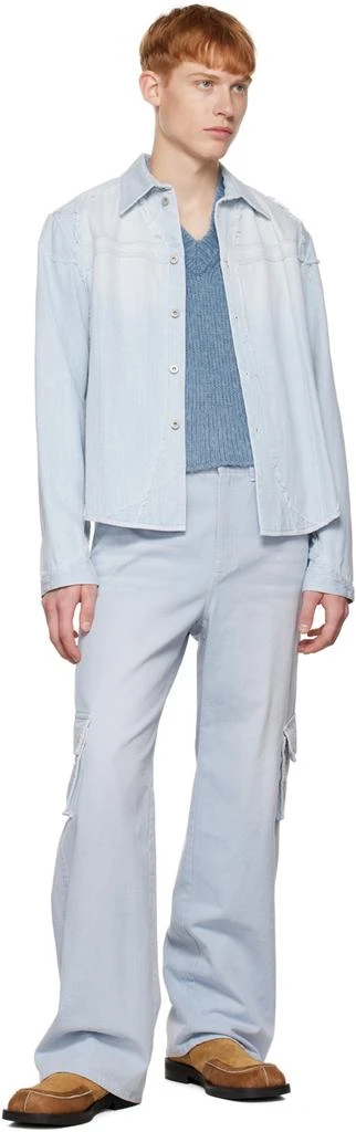 TheOpen Product SSENSE Exclusive Blue Ripped Denim Jacket 4
