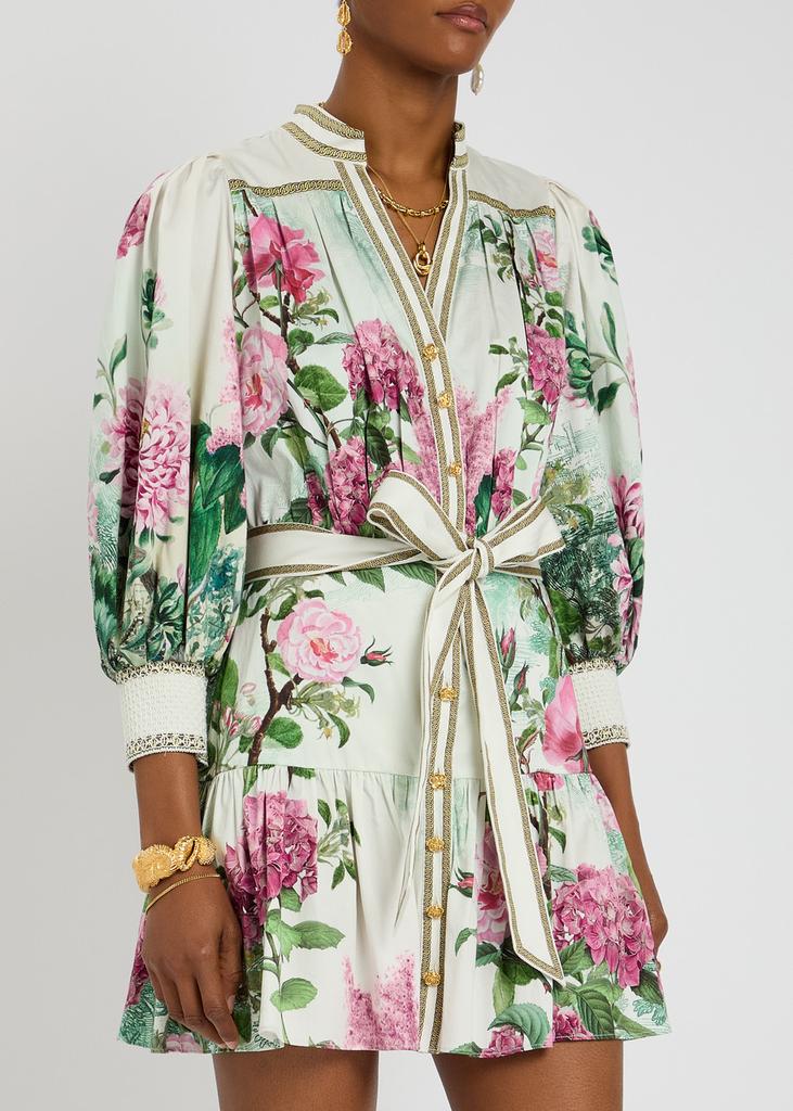 Alice + Olivia Cora floral-print stretch-cotton mini dress