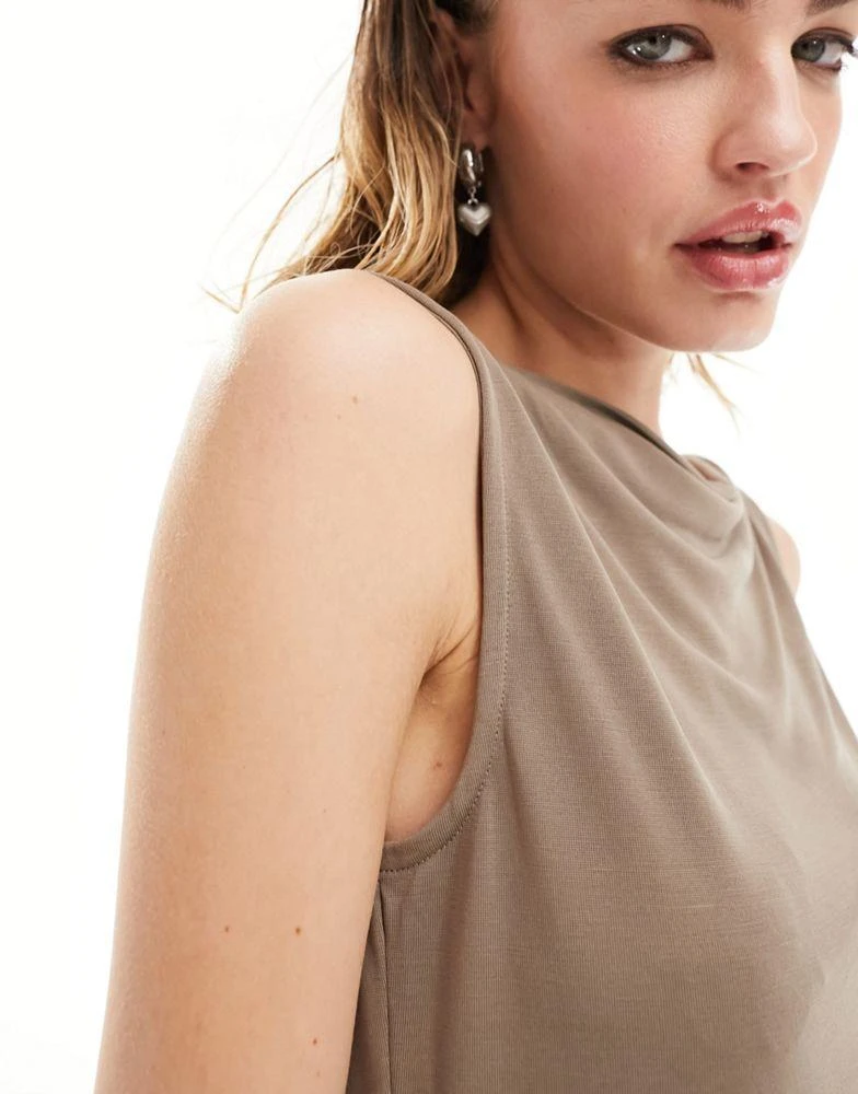 Monki Monki super soft slash neck tank top in grey 2