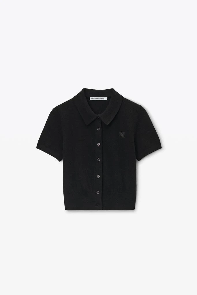 Alexander Wang Logo Embroidered Polo Cardigan in Wool 2
