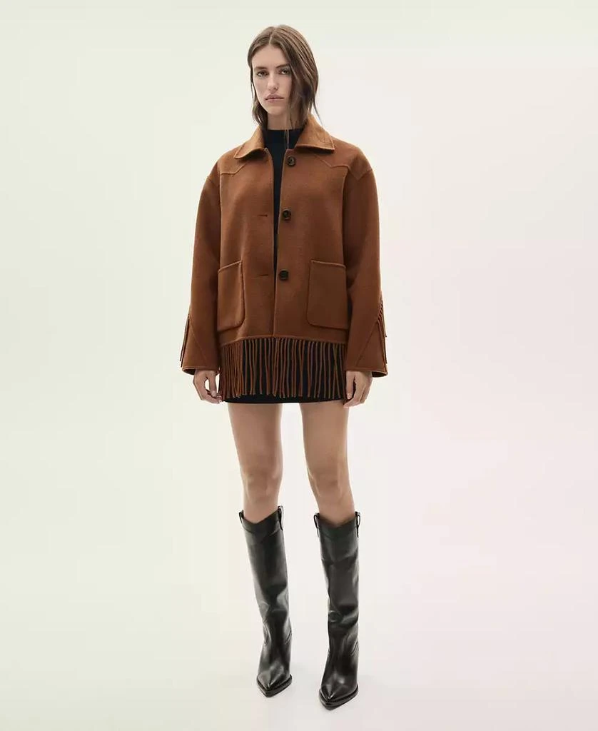 Mango Women's Fringed Wool-Blend Jacket 2
