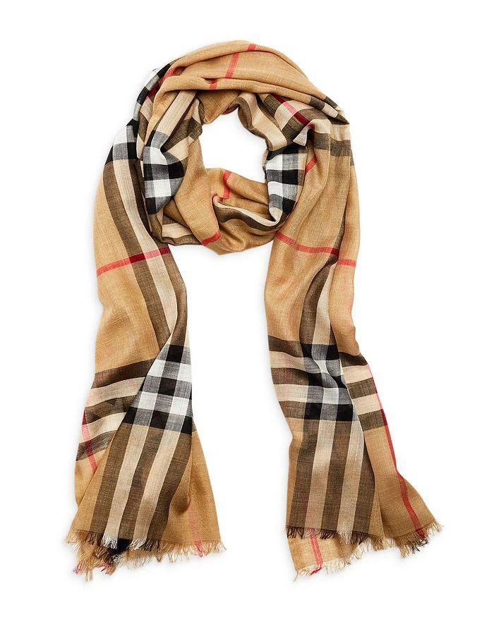 Burberry Lightweight Giant Check Wool & Silk Scarf 3