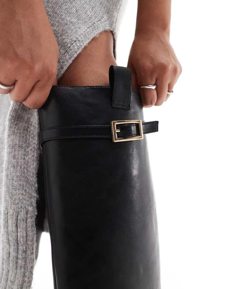 ASOS ASOS DESIGN Wide Fit Callie smart flat riding knee boots in black 3