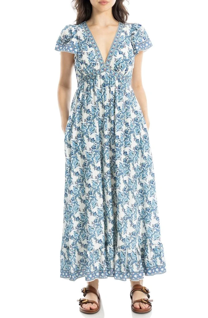 knee length dresses for ladies Max Studio Self Tie Smocked Bodice Maxi Dress – Bluefly main image 1