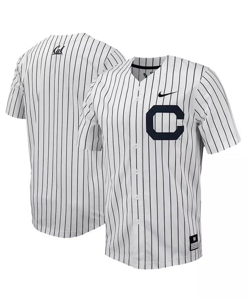 NIKE Men's White, Navy Cal Bears Pinstripe Replica Full-Button Baseball Jersey 1