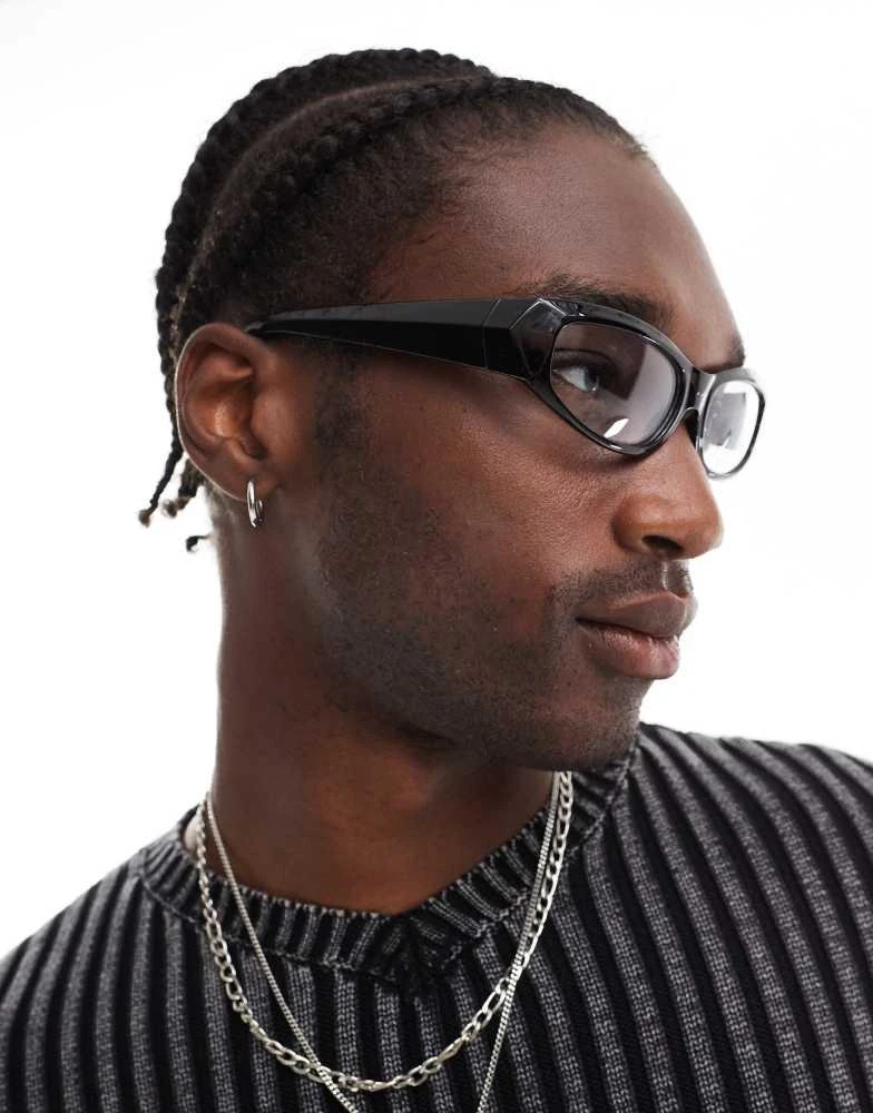 ASOS ASOS DESIGN racer sunglasses with clear lens in black 3