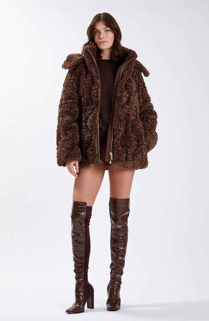 Nicole Benisti Womens Tory Oversized Shearling Jacket