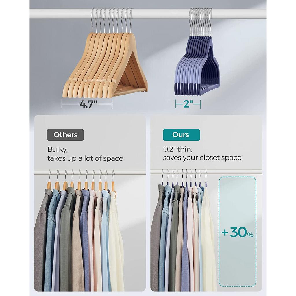 BreeBe Set of 50 Clothes Hangers Dark Blue Ash and Light Blue Ash