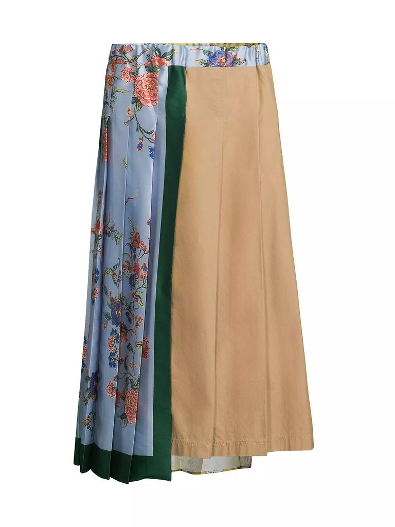 Weekend Max Mara Operoso Cotton Colorblock Pleated Skirt