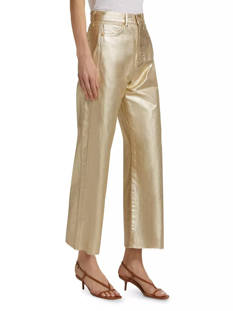 VERONICA BEARD Taylor Metallic Cropped High-Rise Wide-Leg Jeans 4