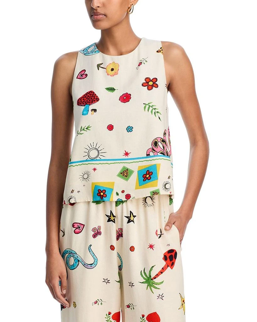 AQUA Border Mixed Print Sleeveless Tank Top - Exclusive 1