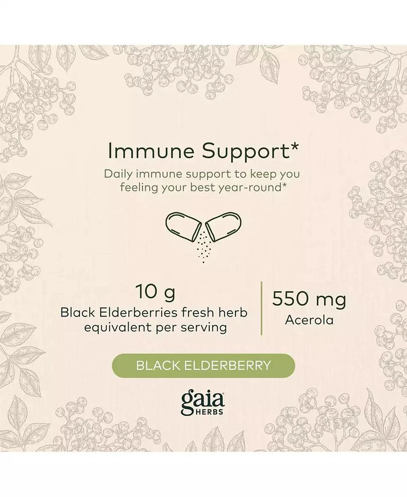 Gaia Herbs Black Elderberry - Daily Immune Support Supplement to Help Maintain Well-Being- With Black Elderberries and Acerola Fruit for Antioxidant Support - 120 Capsules (60-Day Supply) 2
