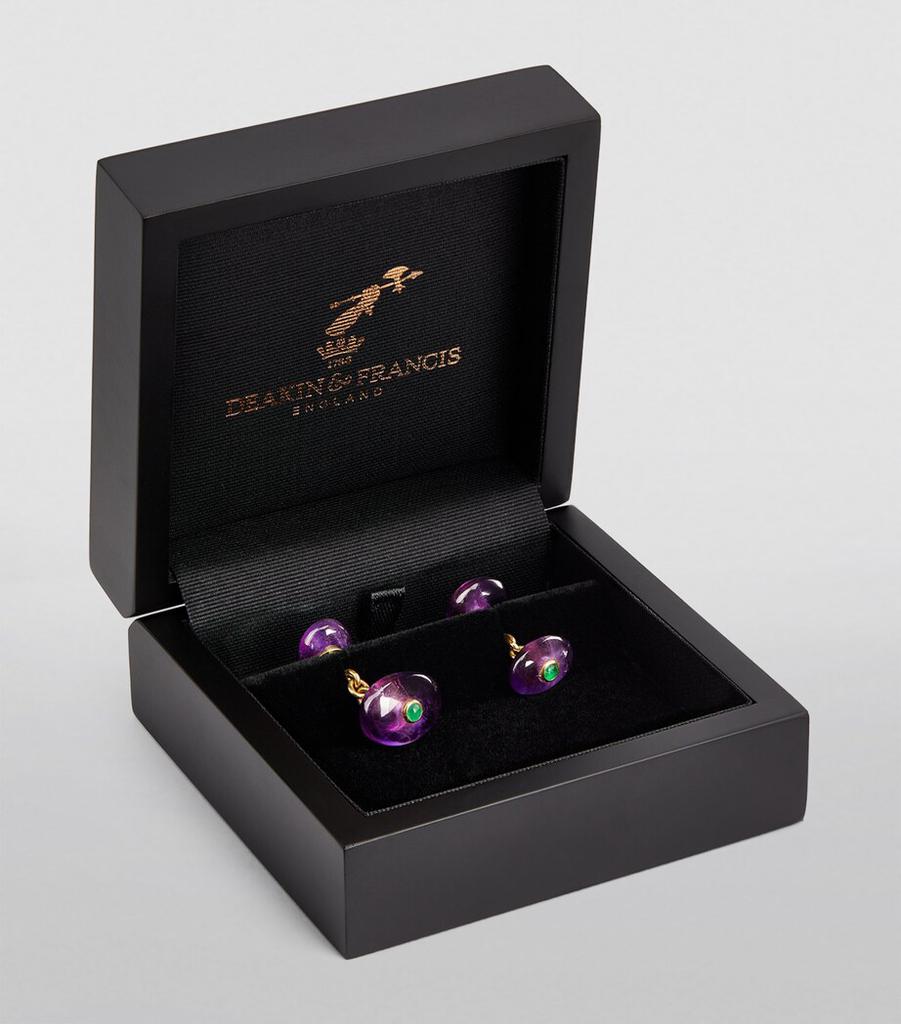 Deakin & Francis Yellow Gold and Amethyst Cufflinks