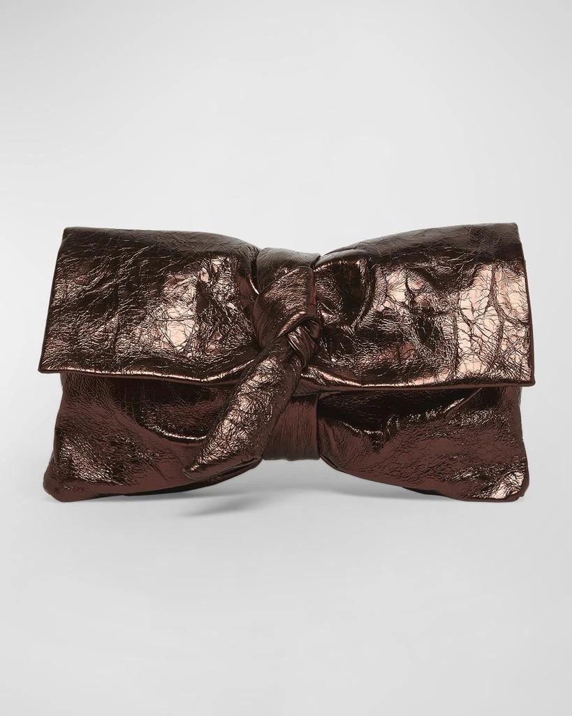 Dries Van Noten Metallic Leather Knot Clutch Bag 1