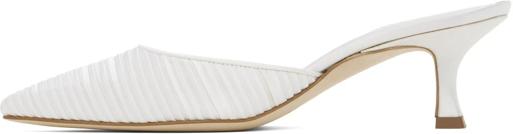 Manolo Blahnik White Carolynemu Mules 3