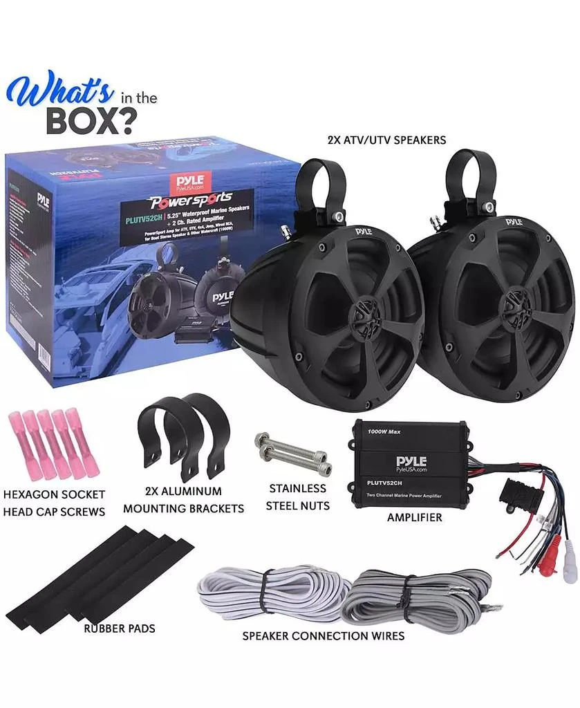 Pyle 5.25

 Waterproof Off-Road Speakers with 2-Channel Amplifier, 1000W, Chrome 7