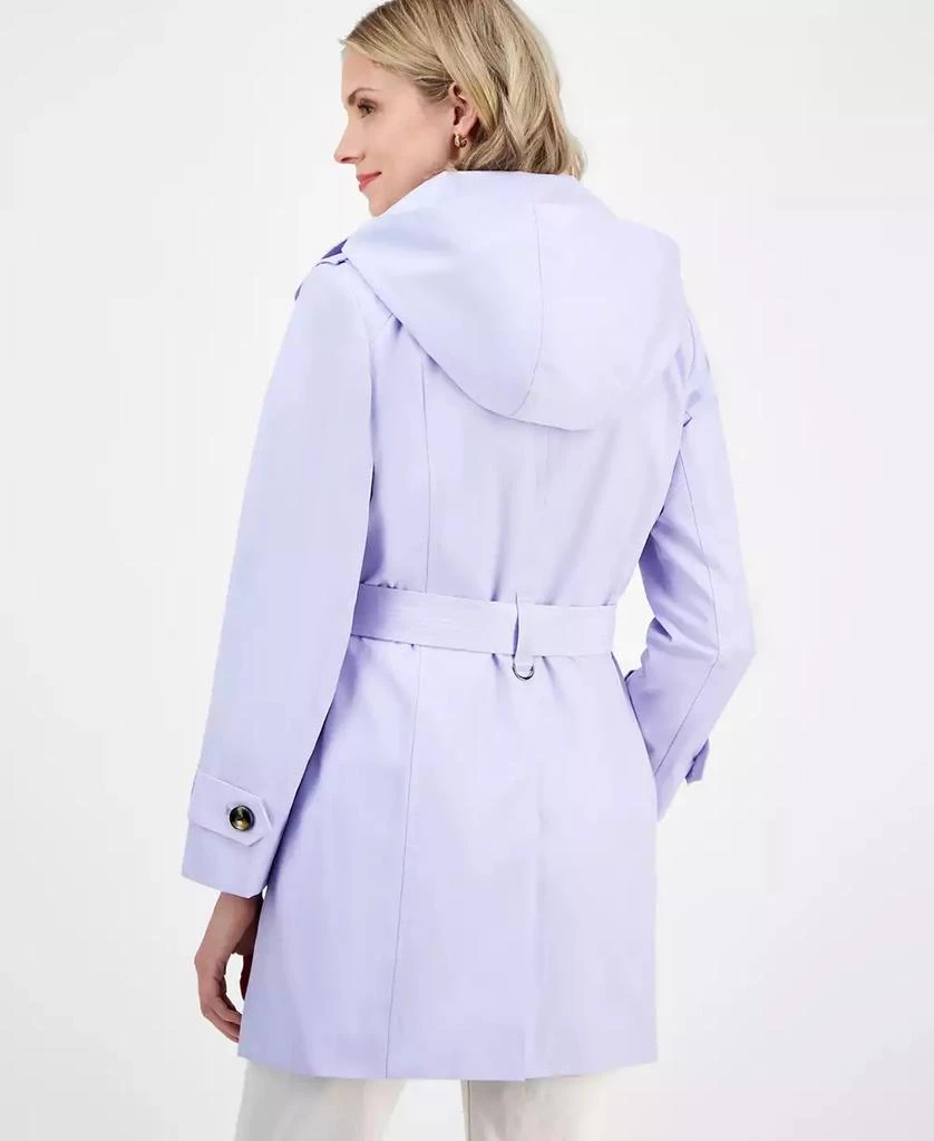 London Fog Petite Single-Breasted Hooded Belted Trench Coat 5