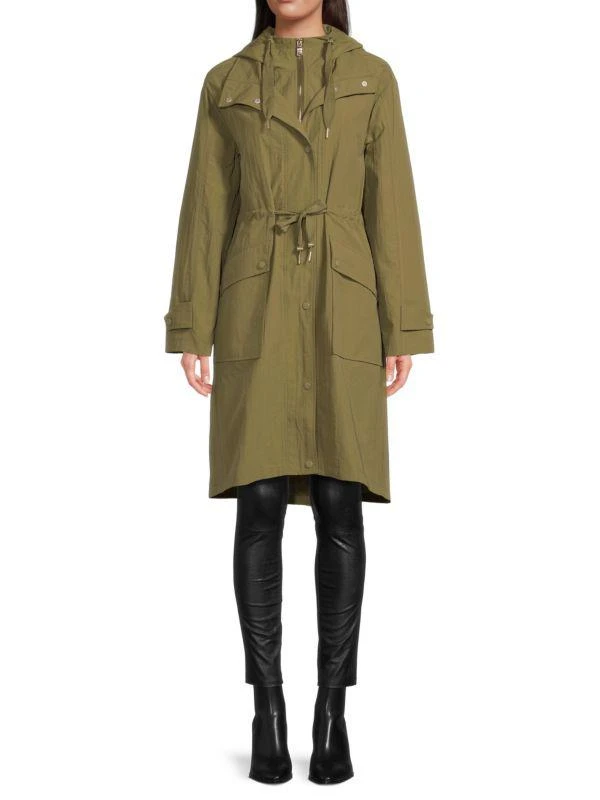 Bagatelle Longline Tie Waist Rain Coat 1