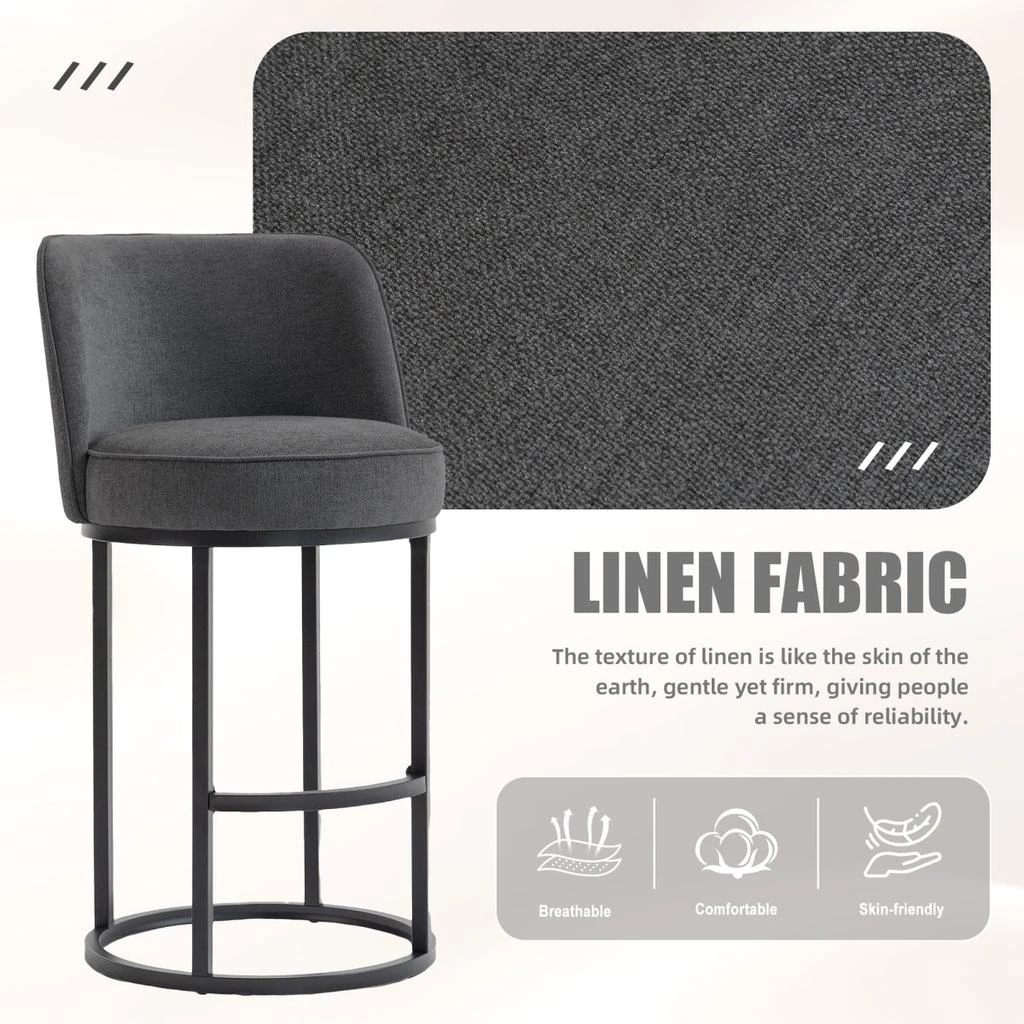 Streamdale Furniture Streamdale Counter Height Bar Stools Set of 2, Modern Barrel Stools with Backrest, Linen Fabric 2