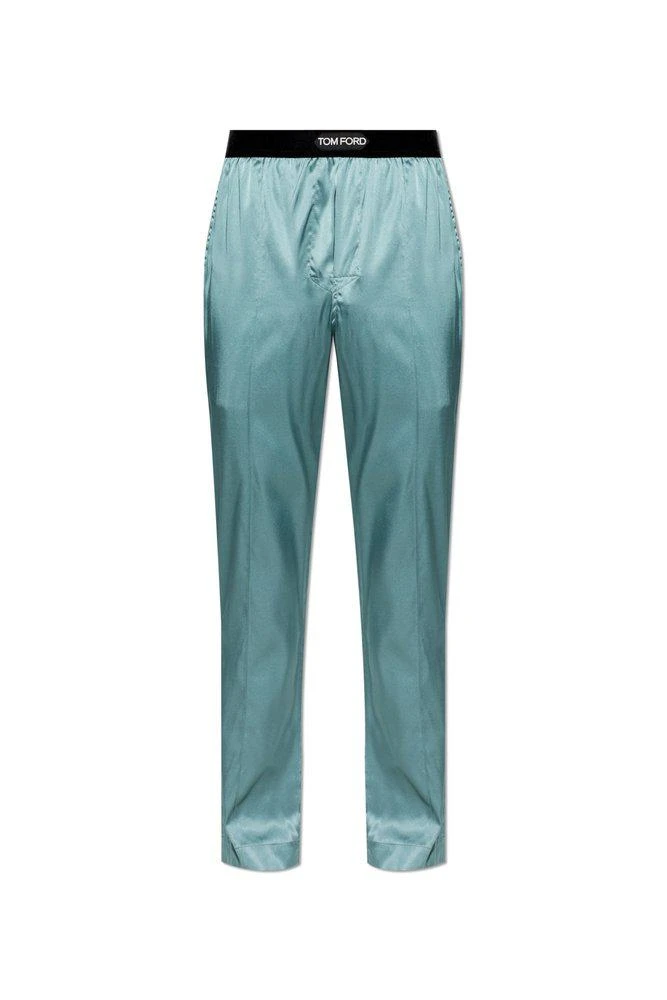 Tom Ford Tom Ford Logo Waistband Satin Pajama Trousers
