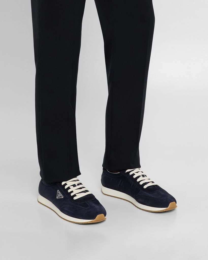 Prada Men's Rank Nylon and Leather Low-Top Sneakers 2