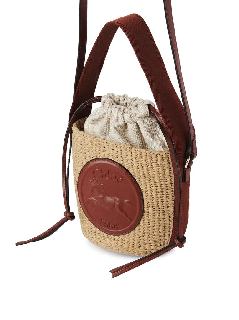 Chloe` HORSE MEDAL SMALL BASKET BAG IN NATURAL FIBERS 3