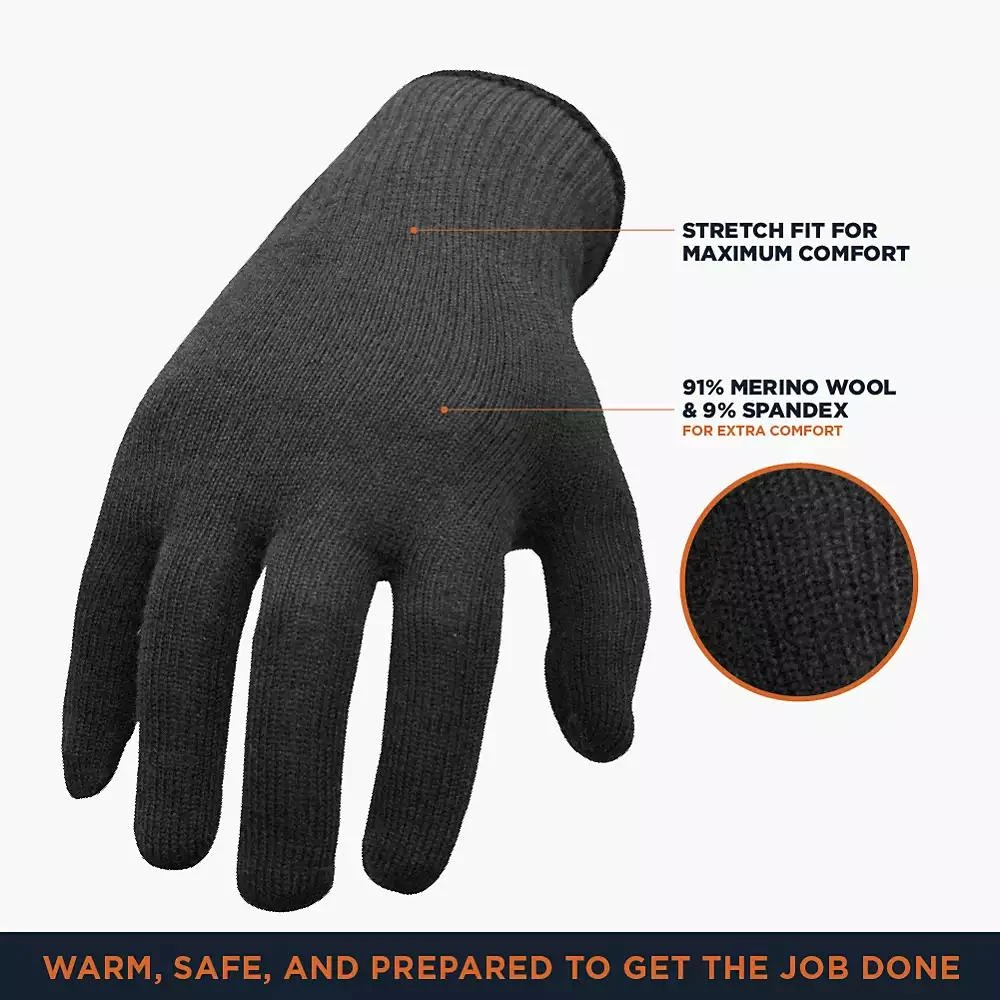 RefrigiWear Men's Warm Stretch Fit Merino Wool Glove Liners (Pack of 12 Pairs) 3