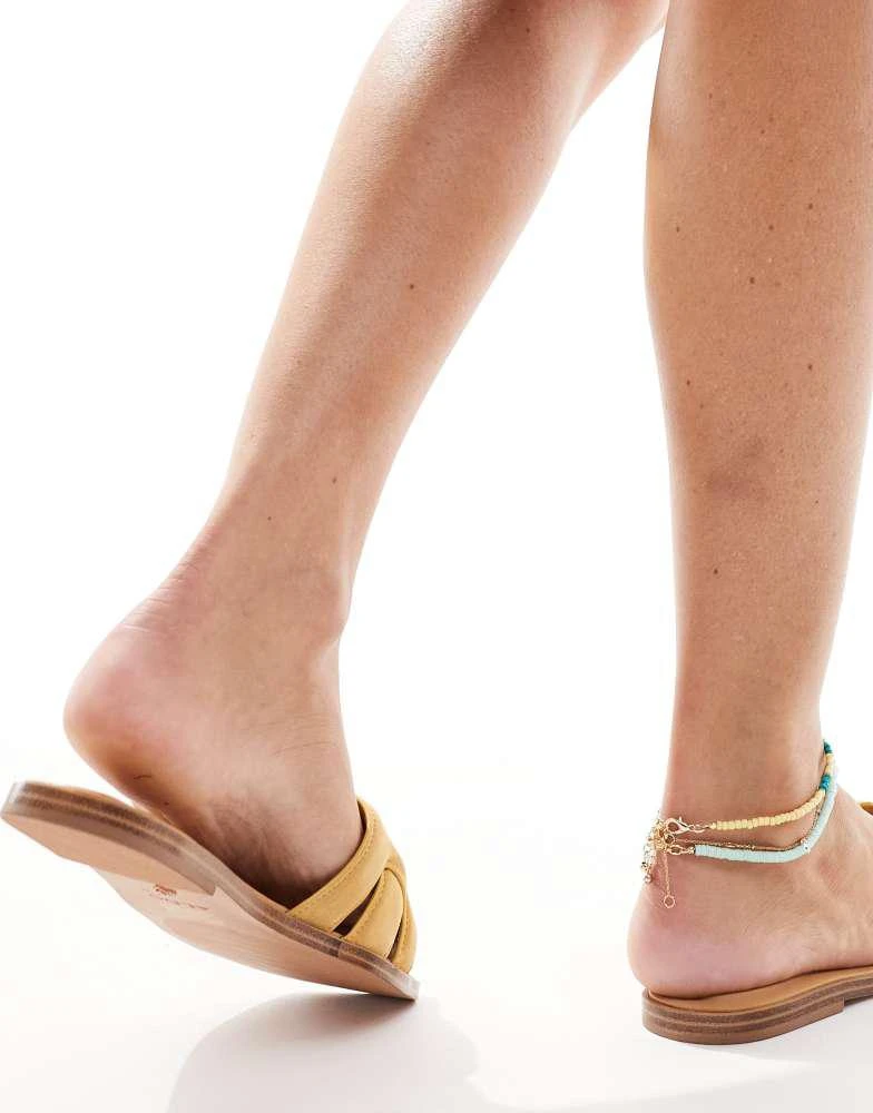 ALDO ALDO Elenaa padded flat sandals in yellow suede 3