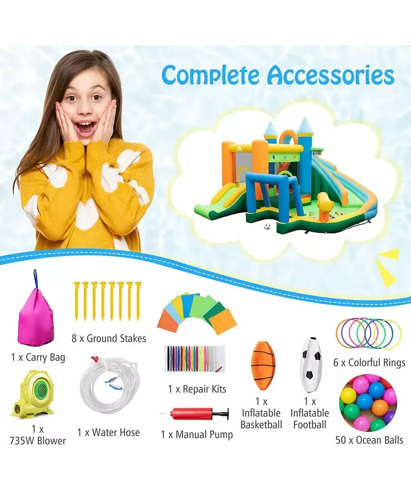 Mecale Inflatable Water Slide with Dual Slides and Splash Pool Bounce House with 680W Blower 4