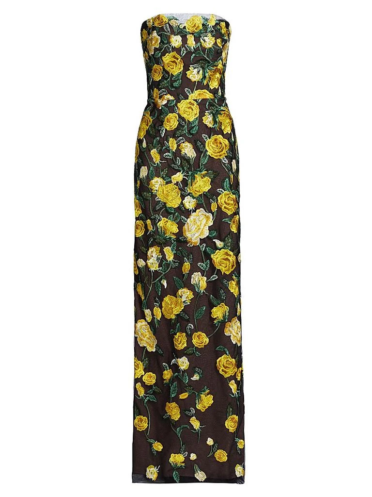 MARCHESA Floral Embroidered Strapless Gown 1