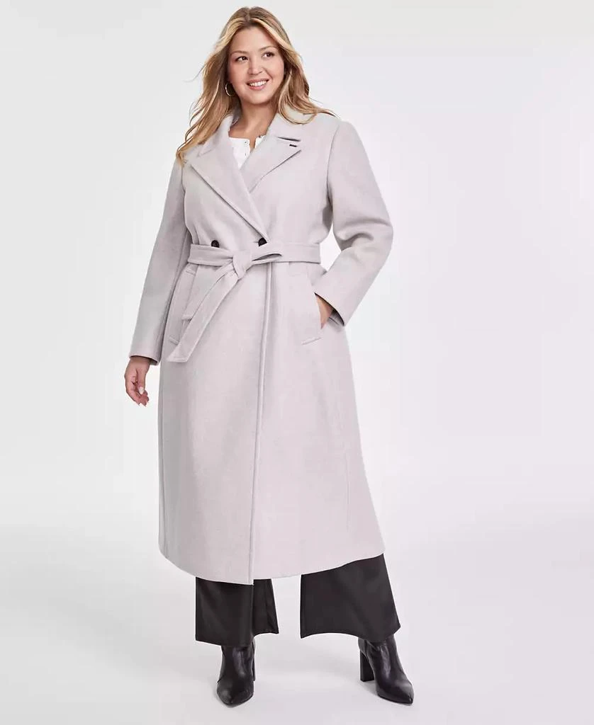 DKNY Plus Size Notched-Collar Double-Breasted Wrap Coat 2