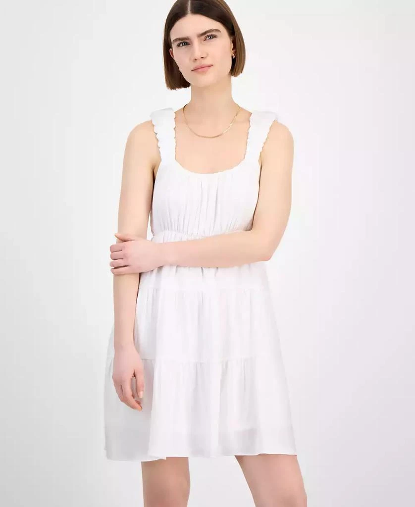 Pink Rose Juniors' Bubble-Strap Tiered Mini Dress 3