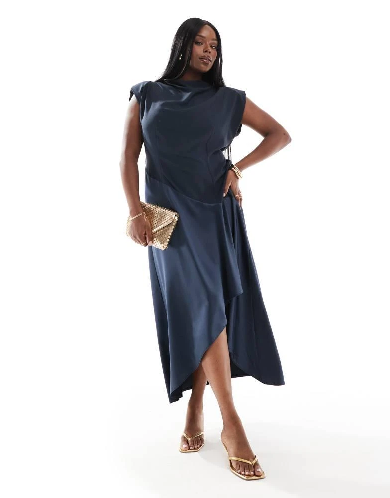 asos dark blue dress Pamela Royal Blue Enchanting Ruffled Tiered Maxi Dress XS