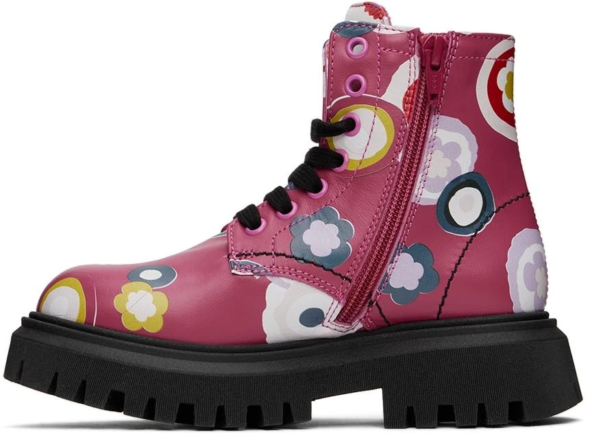 Marni Kids Pink Floral Lace-Up Boots 3