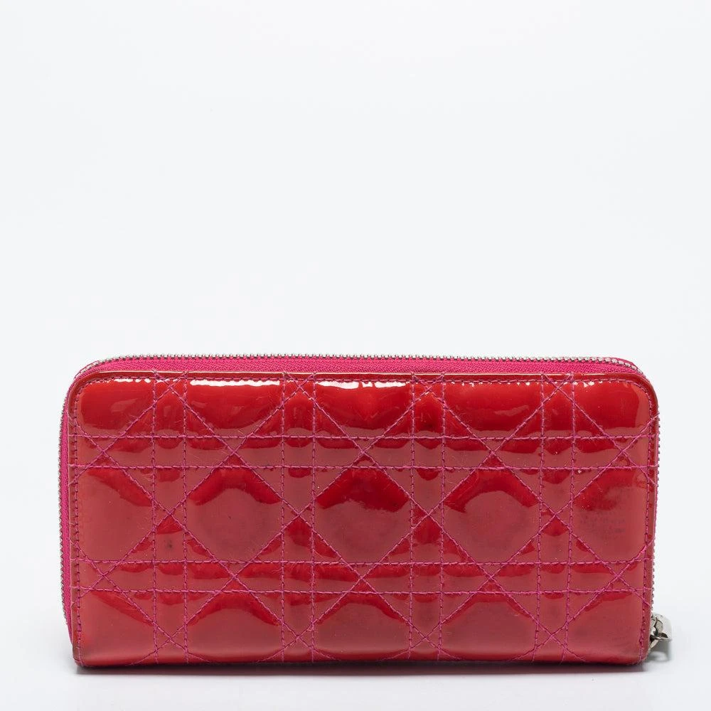 Dior Pink Patent Leather Lady  Zip Around Wallet 4