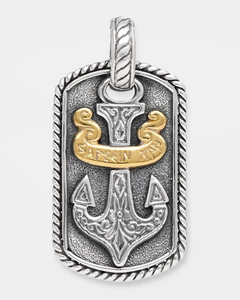 Konstantino Sterling Silver and Bronze Dog Tag Pendant