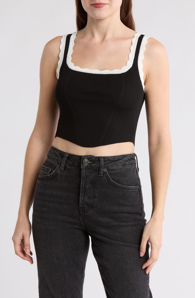 Blu Pepper Scallop Trim Ribbed Crop Top
