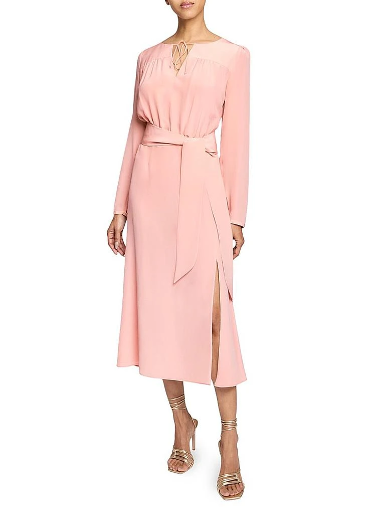 Santorelli Tie Neck A-Line Midi-Dress 3