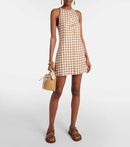 Asceno Antigua checked linen minidress 2