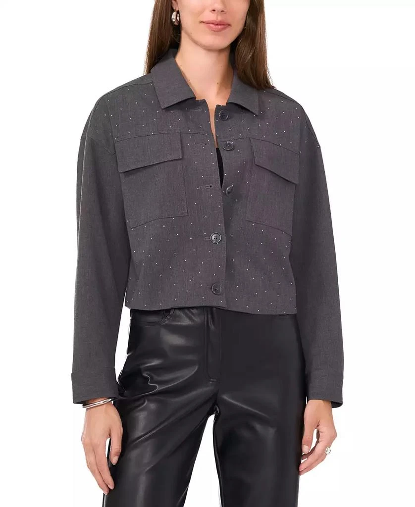 Vince Camuto Women
s Cropped Button-Up Shirt Jacket 4