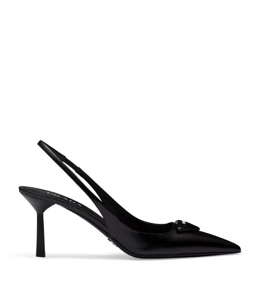 Prada Brushed Leather Slingback Pumps 75 1