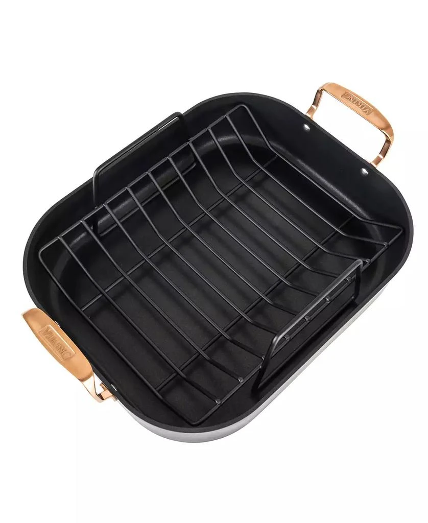 VIKING Hard Anodized Non-Stick Roaster with Rack and Carving Set, Copper Handles 3