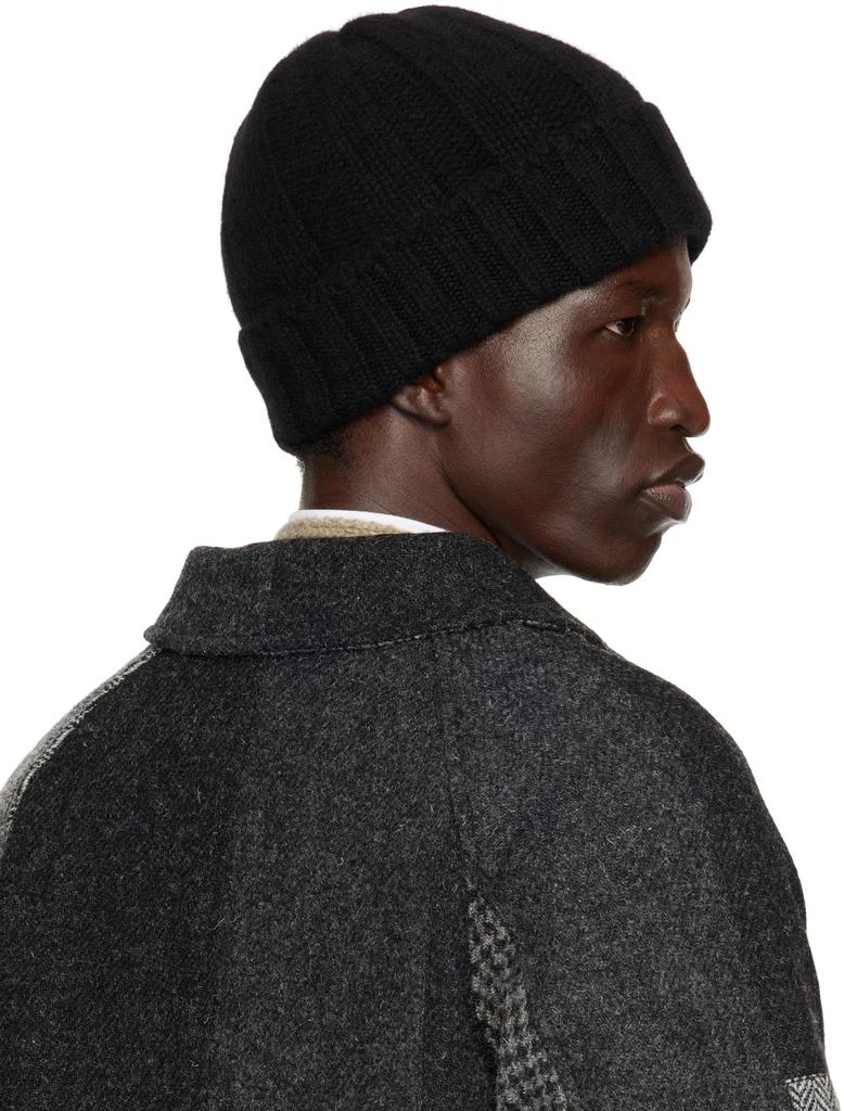 BEAMS PLUS Black Cashmere Ribbed Watch Beanie 3