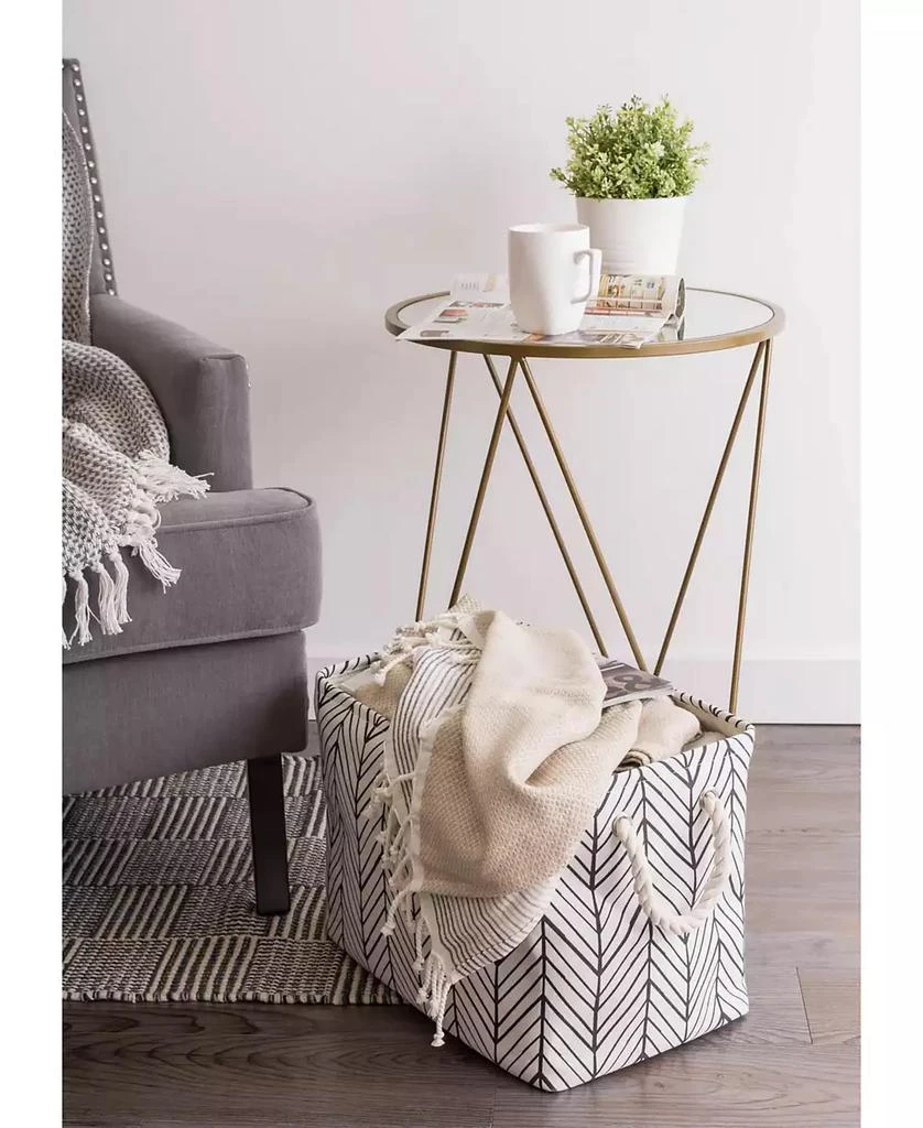 Design Imports Polyester Bin Herringbone Square 4