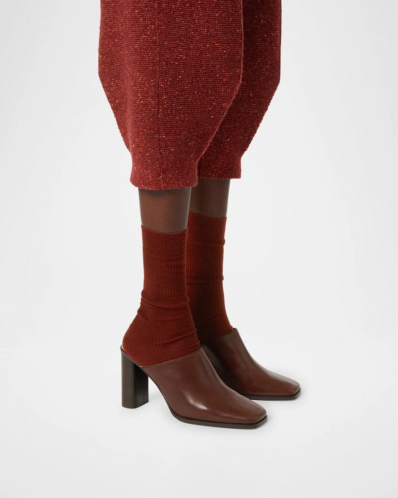 Loro Piana Alba Leather Square-Toe Mules 2