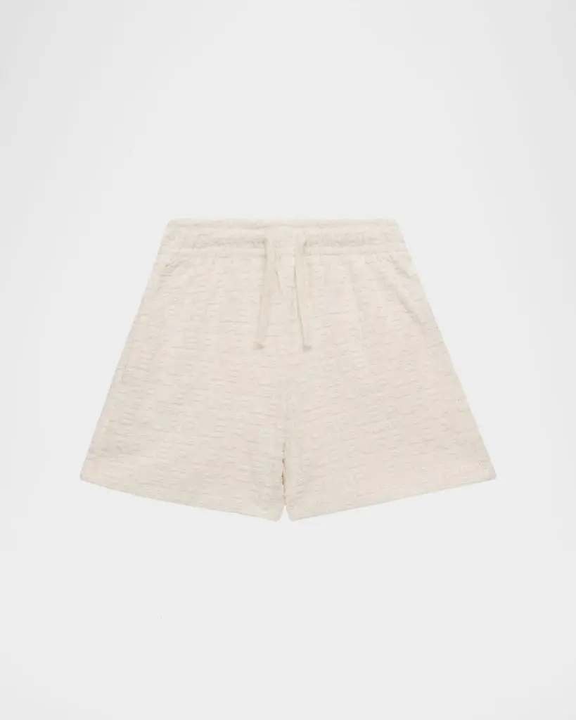 Purple Kids Boy's Textured Logo Terry Towel Shorts, Size 5-12