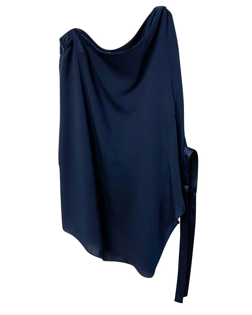 Halston Heritage Halston Heritage One Shoulder Dress in Navy Blue Polyester 3